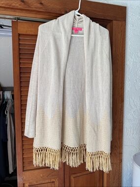 Cream Fringe Open-Front Women's Sweater Cardigan